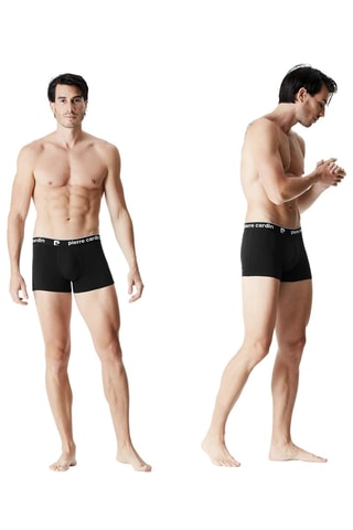 4 boxers - Bleu marine, noir et gris chiné - Pierre Cardin