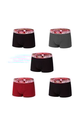 5 boxers Preto, vermelho e cinzento