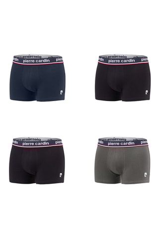 4 boxers French - Bleu marine, noir et gris - Pierre Cardin