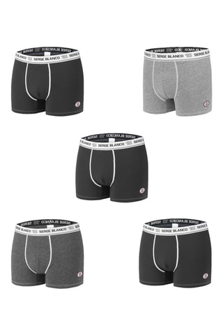 5 boxers Noir et gris foncé - Serge Blanco