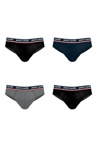 4 cuecas French - Preto, azul-marinho e cinzento - Pierre Cardin