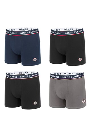 4 boxers - Bleu marine, noir et gris - Serge Blanco