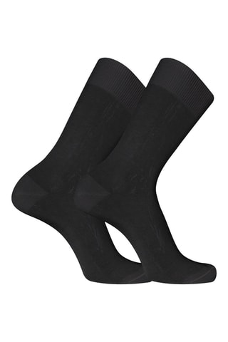 2 paires de chaussettes en fil d'Ecosse - Noir - Pierre Cardin