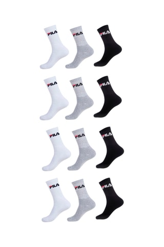 12 paires de chaussettes Noir, gris chiné et blanc - Fila