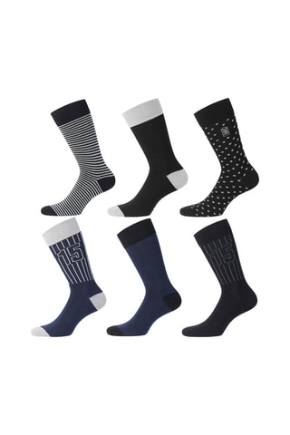 6 paires de chaussettes Noir, gris et bleu - Serge Blanco