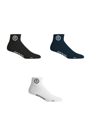 3 paires de chaussettes quarter Blanc, bleu et noir - Serge Blanco