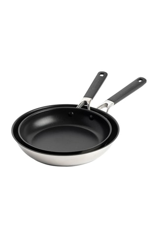 2 Roestvrijstalen Koekenpannen 24 en 28 cm