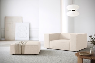 Pouf Arendal - Beige clair - En tissu chenille