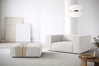 Pouf Arendal - Gris clair - En tissu chenille
