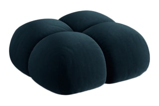 Pouf Loretto - Bleu pétrole - Toucher velours