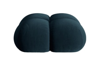 Pouf Loretto - Bleu pétrole - Toucher velours
