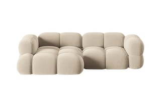 Canapé d’angle gauche Loretto - Beige clair - 3 places - Toucher velours