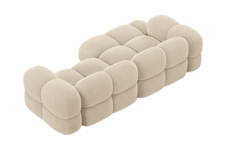 Canapé d’angle gauche Loretto - Beige clair - 3 places - Toucher velours