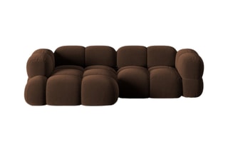 Canapé d’angle gauche Loretto - Marron - 3 places - Toucher velours