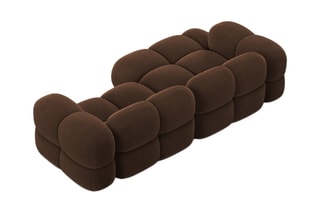 Canapé d’angle gauche Loretto - Marron - 3 places - Toucher velours