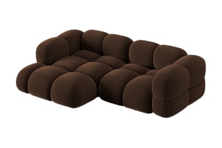 Canapé d’angle gauche Loretto - Marron - 3 places - Toucher velours