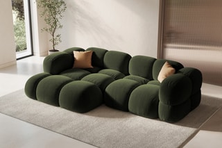 Canapé d’angle gauche Loretto - Vert - 3 places - Toucher velours