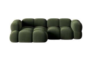 Canapé d’angle gauche Loretto - Vert - 3 places - Toucher velours
