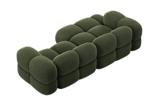 Canapé d’angle gauche Loretto - Vert - 3 places - Toucher velours