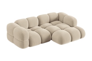 Canapé d’angle droit Loretto - Beige clair - 3 places - Toucher velours