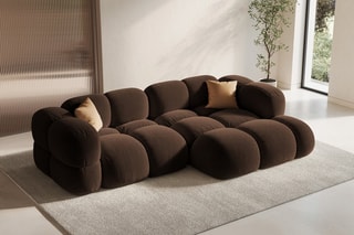 Canapé d’angle droit Loretto - Marron - 3 places - Toucher velours