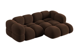 Canapé d’angle droit Loretto - Marron - 3 places - Toucher velours
