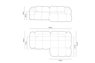 Canapé d’angle droit Loretto - Marron - 3 places - Toucher velours