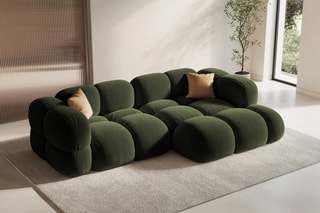 Canapé d’angle droit Loretto - Vert foncé - 3 places - Toucher velours