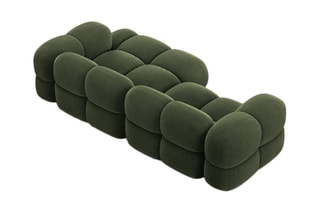 Canapé d’angle droit Loretto - Vert foncé - 3 places - Toucher velours