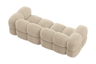 Canapé Lionel - Beige clair - 4 places - Tissu velours