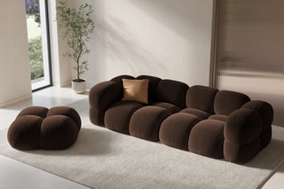 Canapé Loretto - Marron foncé - 4 places - En tissu velours