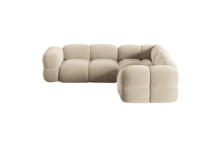Canapé d’angle symétrique Loretto - Beige clair - 4 places - En tissu velours