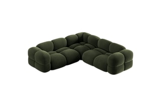 Canapé d’angle symétrique Loretto - Vert - 4 places - Toucher velours