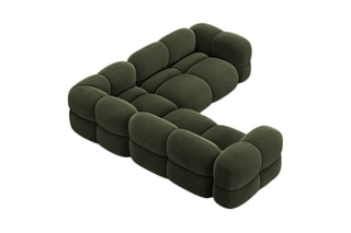 Canapé d’angle symétrique Loretto - Vert - 4 places - Toucher velours