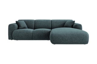 Canapé d’angle droit Nolio - Bleu pétrole - 4 places - En tissu chenille