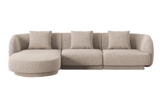 Canapé d'angle gauche Tulum - Beige - 4 places - En polyester - Toucher soie