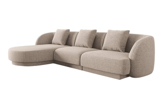 Canapé d'angle gauche Tulum - Beige - 4 places - En polyester - Toucher soie