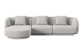 Canapé d'angle gauche Tulum - Gris clair - 4 places - En polyester - Toucher soie