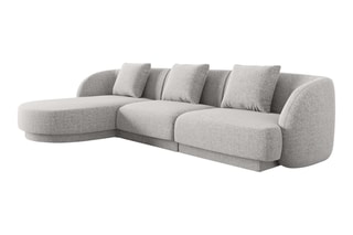 Canapé d'angle gauche Tulum - Gris clair - 4 places - En polyester - Toucher soie