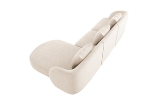 Canapé d'angle droit Tulum - Beige clair - 4 places - En polyester - Toucher soie