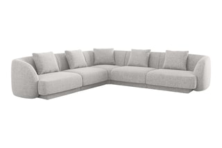 Canapé d'angle réversible Tulum - Gris clair - 5 places - En polyester - Toucher soie
