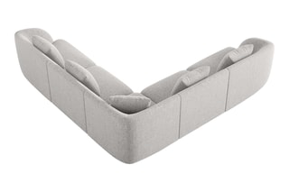 Canapé d'angle réversible Tulum - Gris clair - 5 places - En polyester - Toucher soie