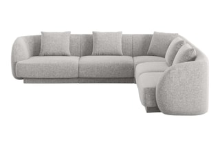 Canapé d'angle réversible Tulum - Gris clair - 5 places - En polyester - Toucher soie