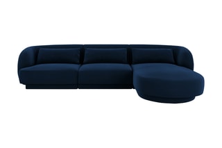 Canapé d'angle droit Tulum - Bleu roi - 4 places - Tissu velours