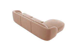 Canapé d'angle gauche Tulum - Beige - 4 places - Tissu velours