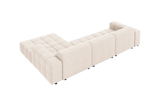 Canapé d'angle droit Chicago - Beige clair - 4 places - Tissu velours