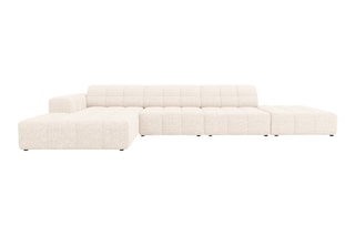 Canapé d'angle gauche Chicago - Beige clair - 5 places - Tissu chenille