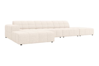 Canapé d'angle gauche Chicago - Beige clair - 5 places - Tissu chenille