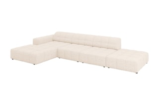 Canapé d'angle gauche Chicago - Beige clair - 5 places - Tissu chenille