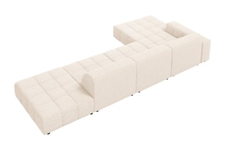 Canapé d'angle gauche Chicago - Beige clair - 5 places - Tissu chenille